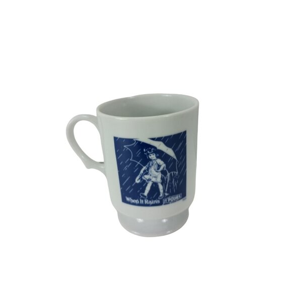 Morton Salt Girl 1921 When It Rains It Pours Pedestal Coffee Mug Vtg. - Picture 2 of 7